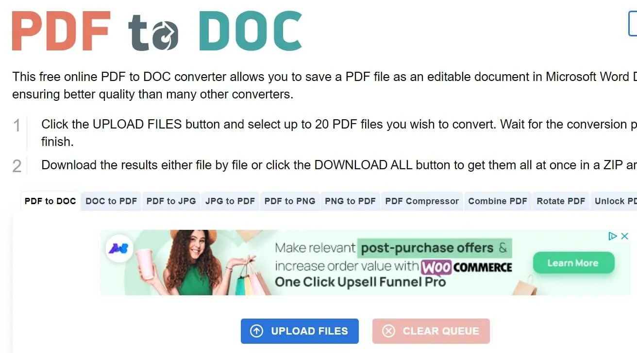 online pdf 変換ツールpdf2doc converter