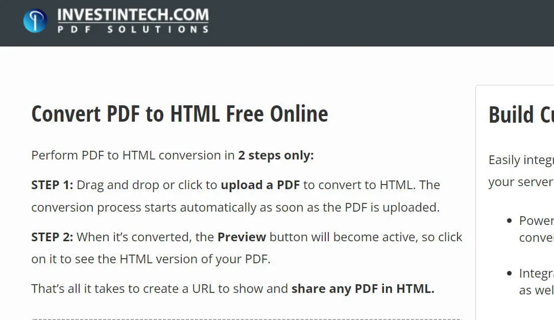 Investintech PDF to HTML
