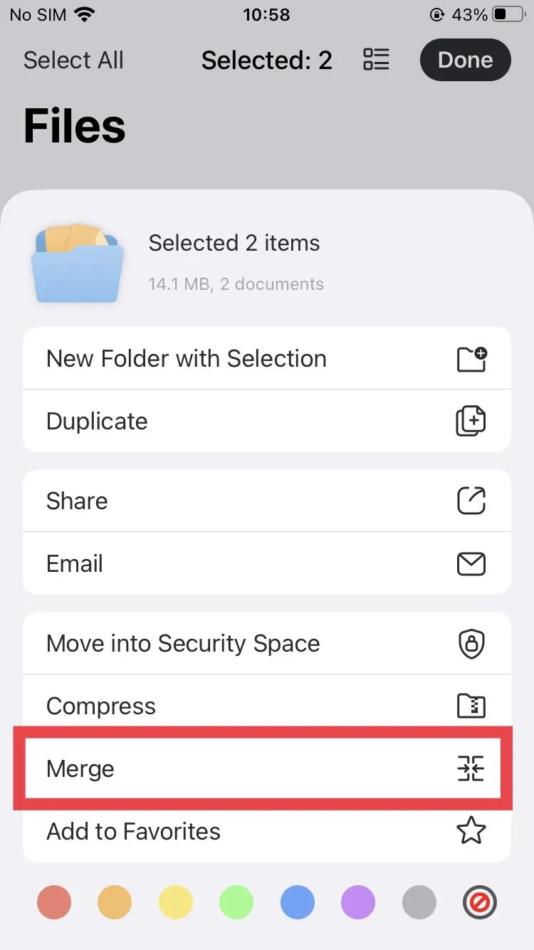 Merge all screenshots into one PDF with UPDF on iOS