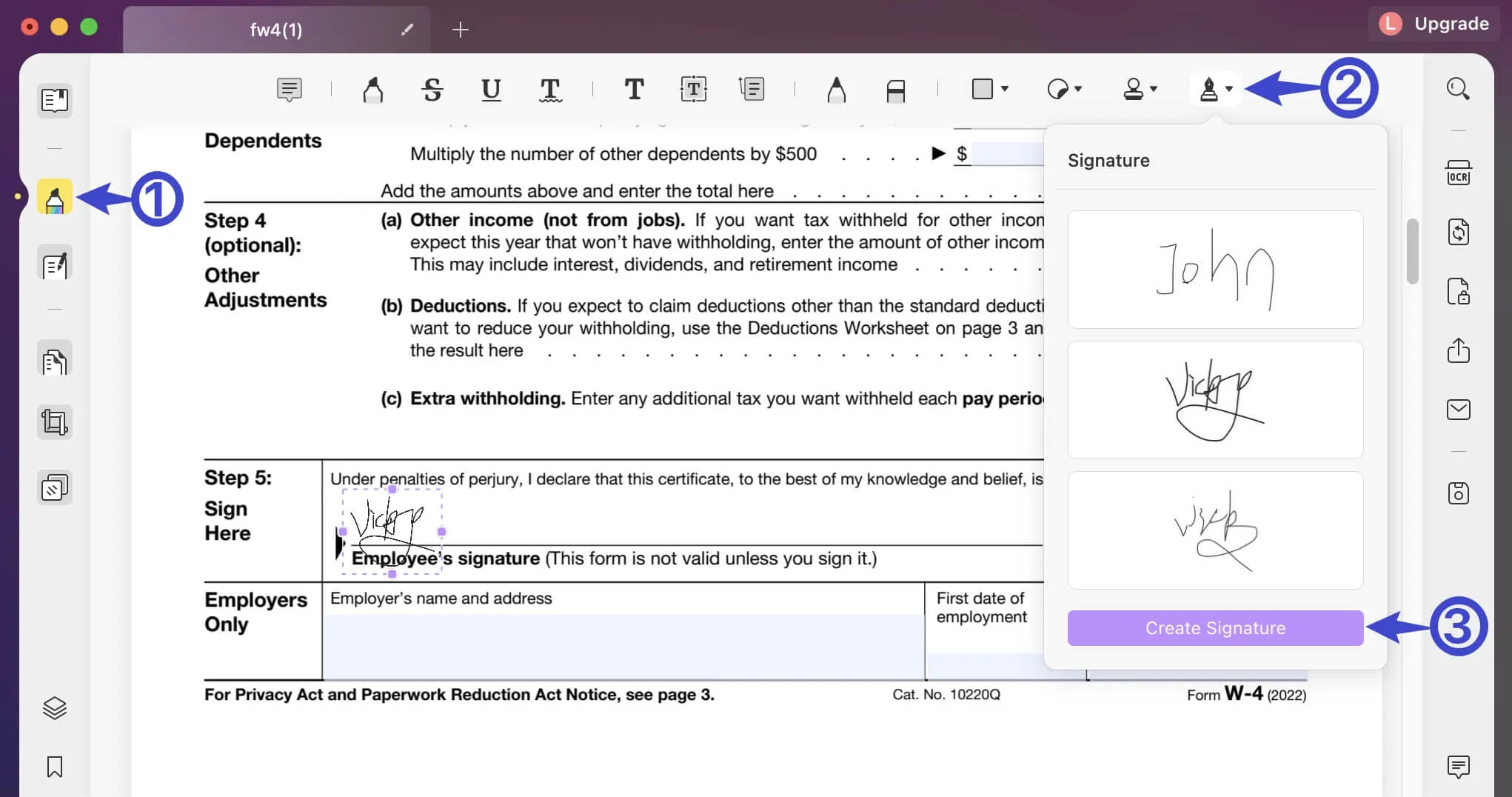 sign pdf on mac with signature icon