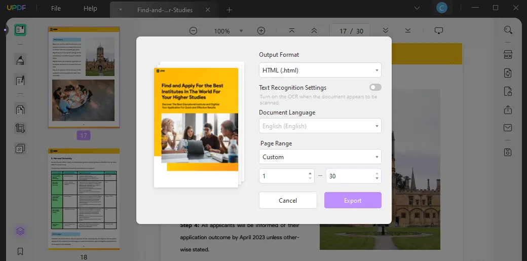 how to convert pdf to htm export outform