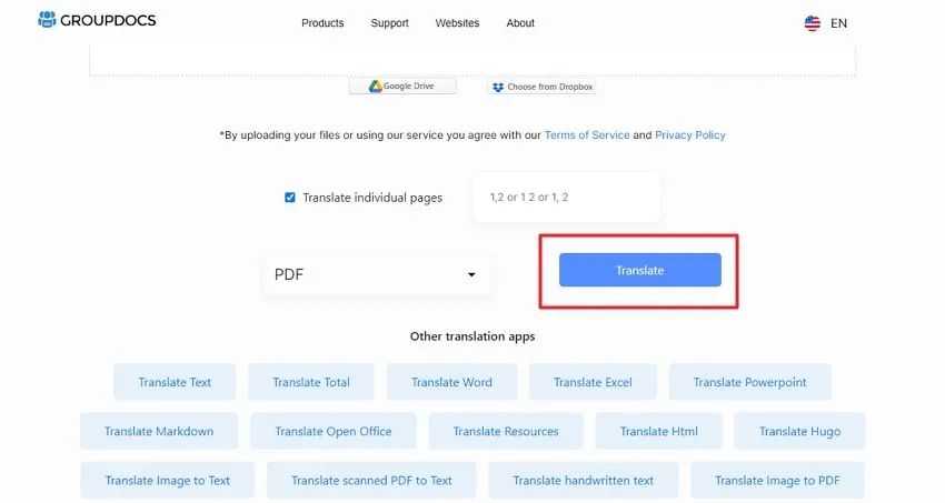 translate pdf from japanese to english press the translate button in groupdocs