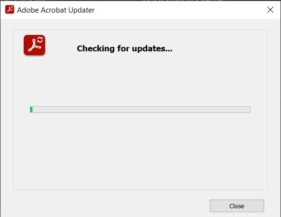 checking for updates windows in adobe acrobat