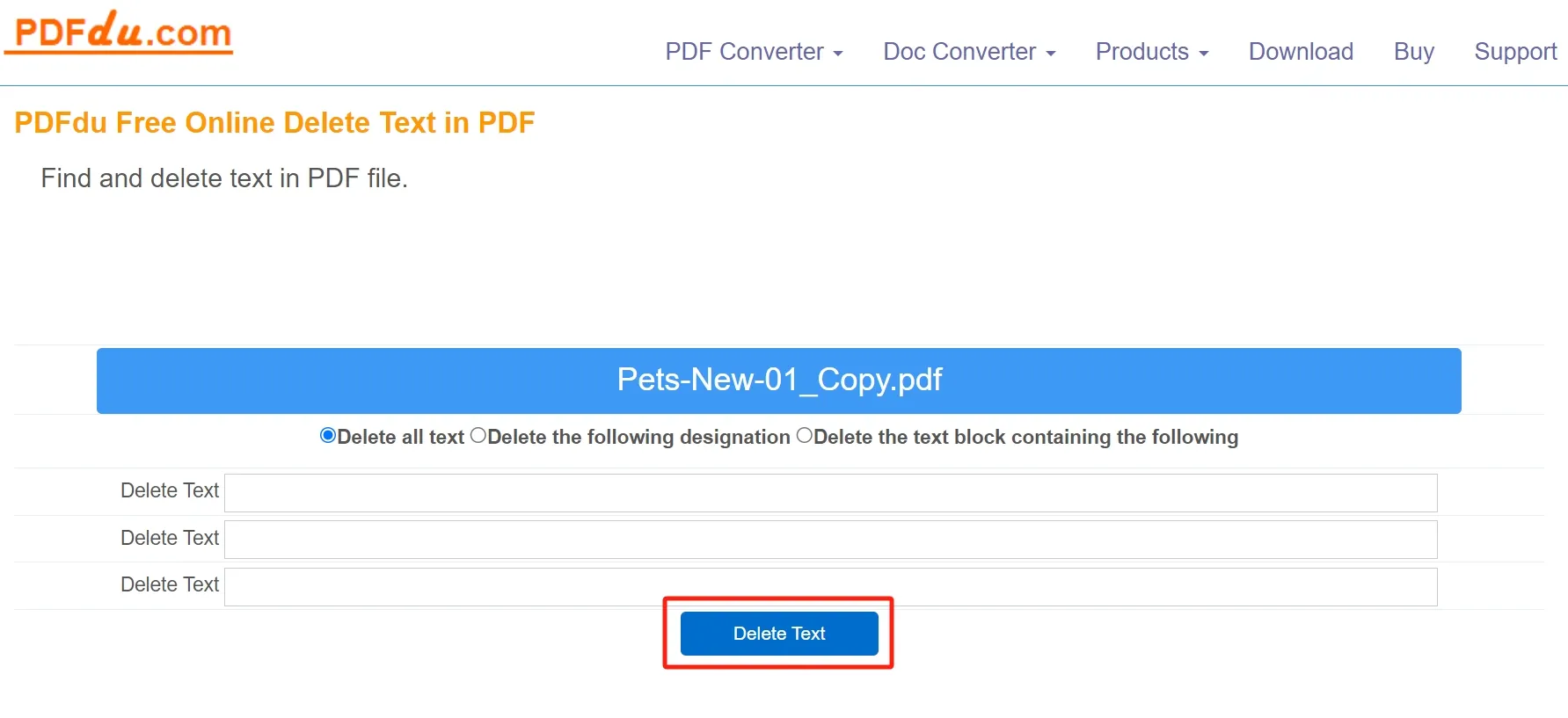remove text from PDF online free pdfdu