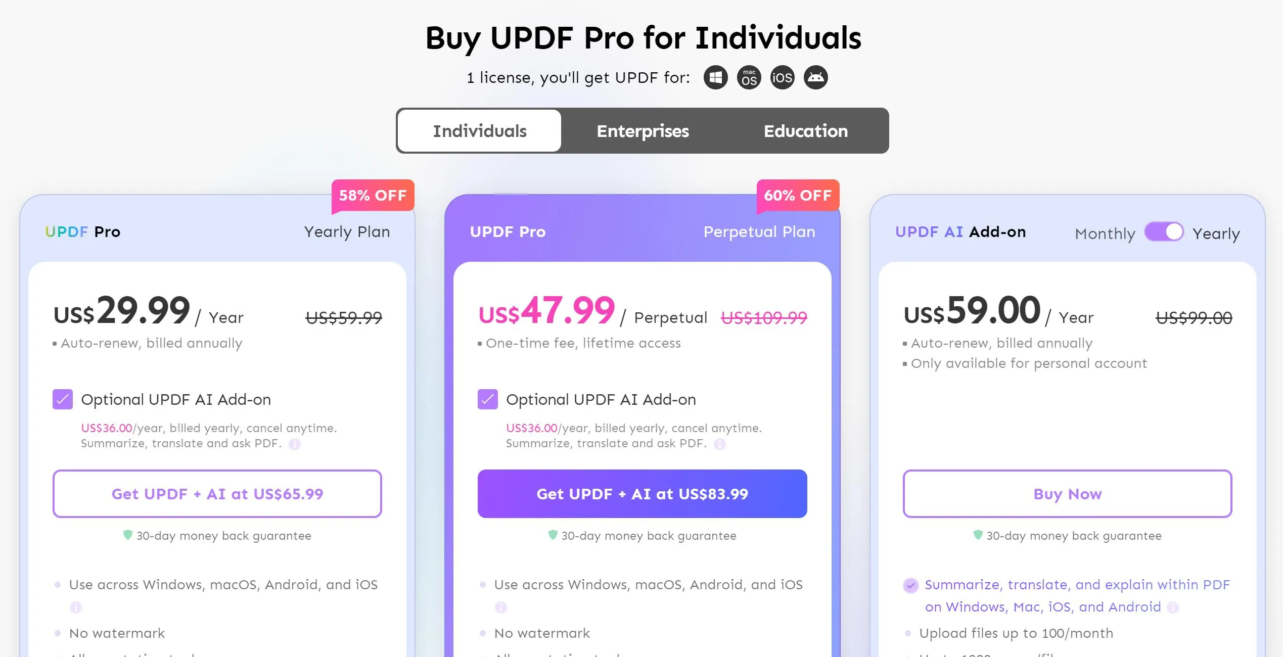 UPDF pricing