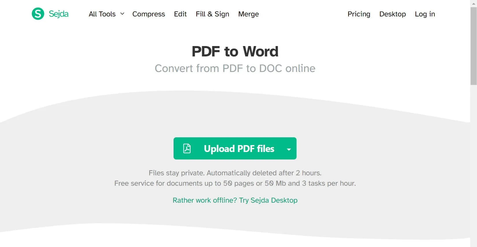online pdf to word file converter sejda