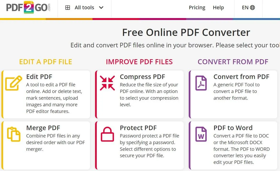 pages to pdf converter pdf2go
