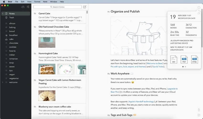 free note taking apps for mac bear