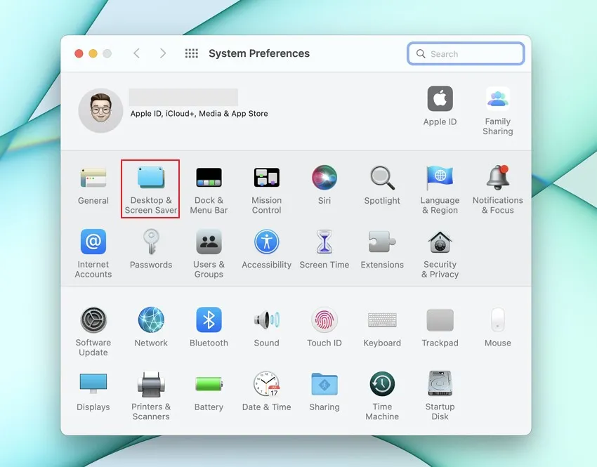 desktop and screen saver option mac