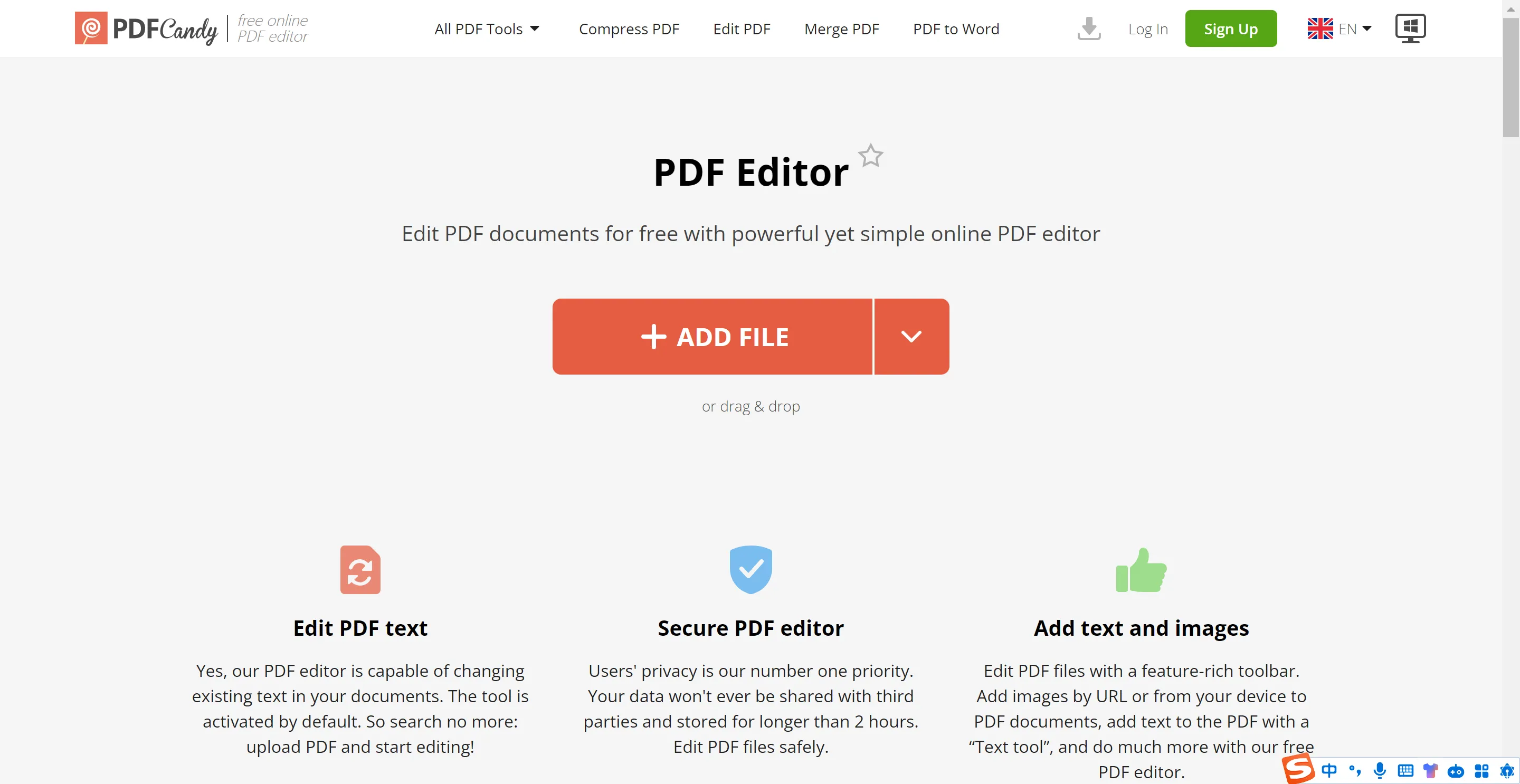 PDFcandy editor