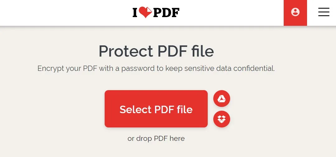 iLovePDF　pdf 保護
