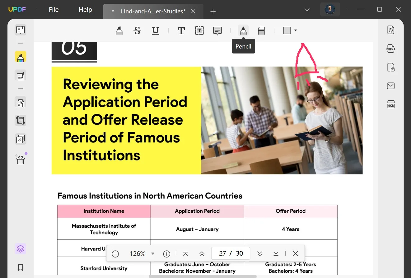 使用UPDF使用鉛筆工具在PDF上繪圖