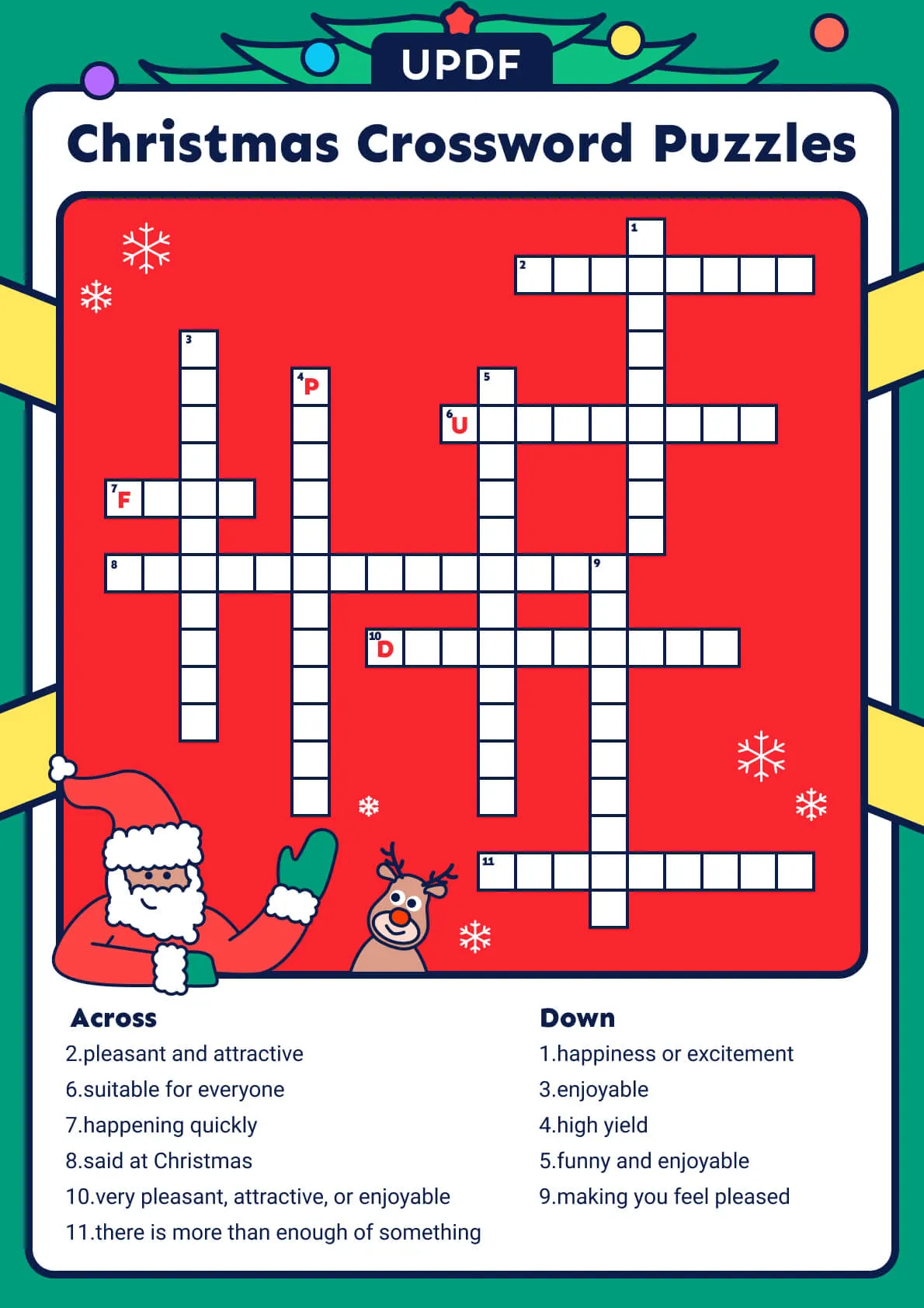 クリスマスのクロスワードパズル
