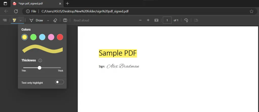 Open PDF in Microsoft Edge