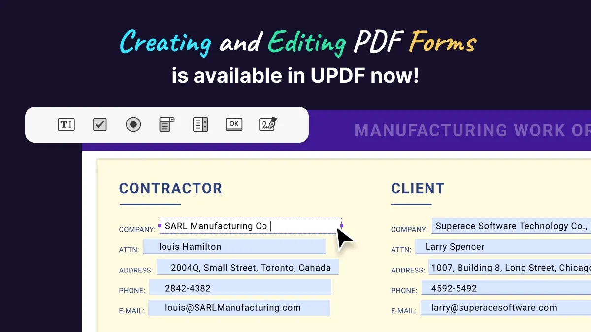 在updf中建立pdf表單