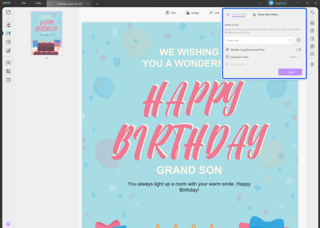share birthday card for grandson