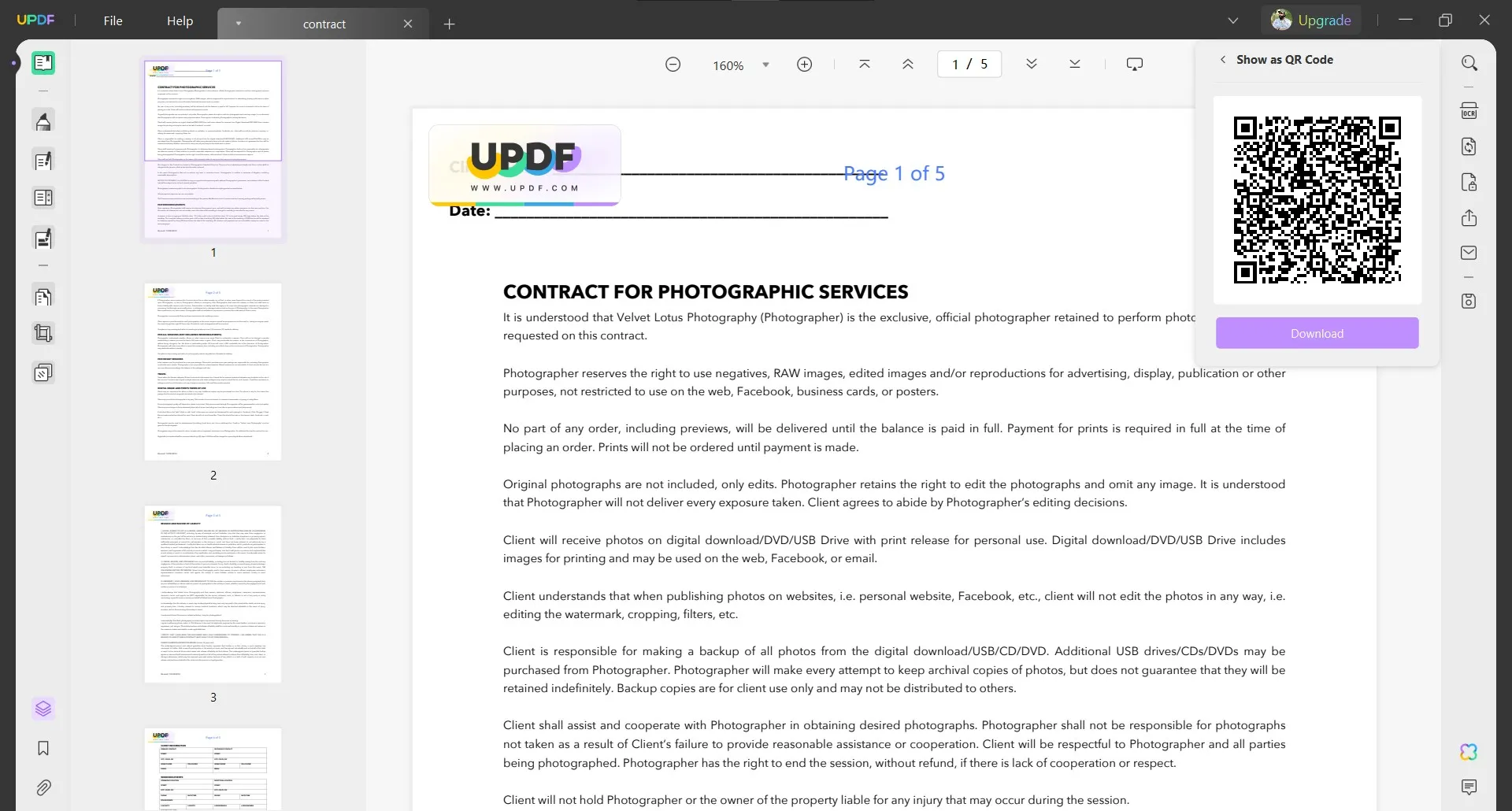 share pdf online UPDF QR Code
