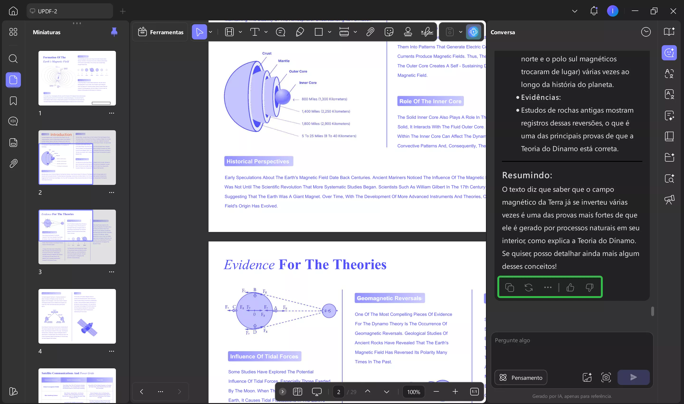 gerar novamente a resposta ou avaliar a explicação para ajudar a melhorar os resultados