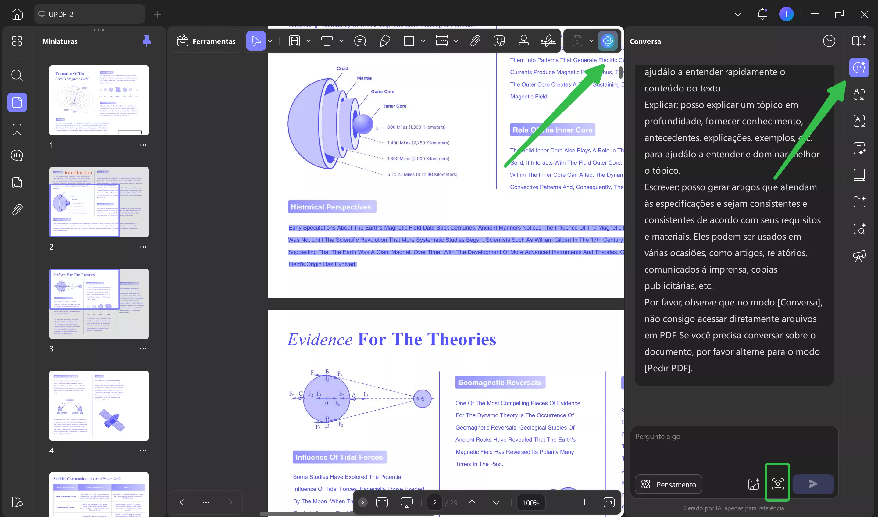 captura de tela do conversa na updf ai