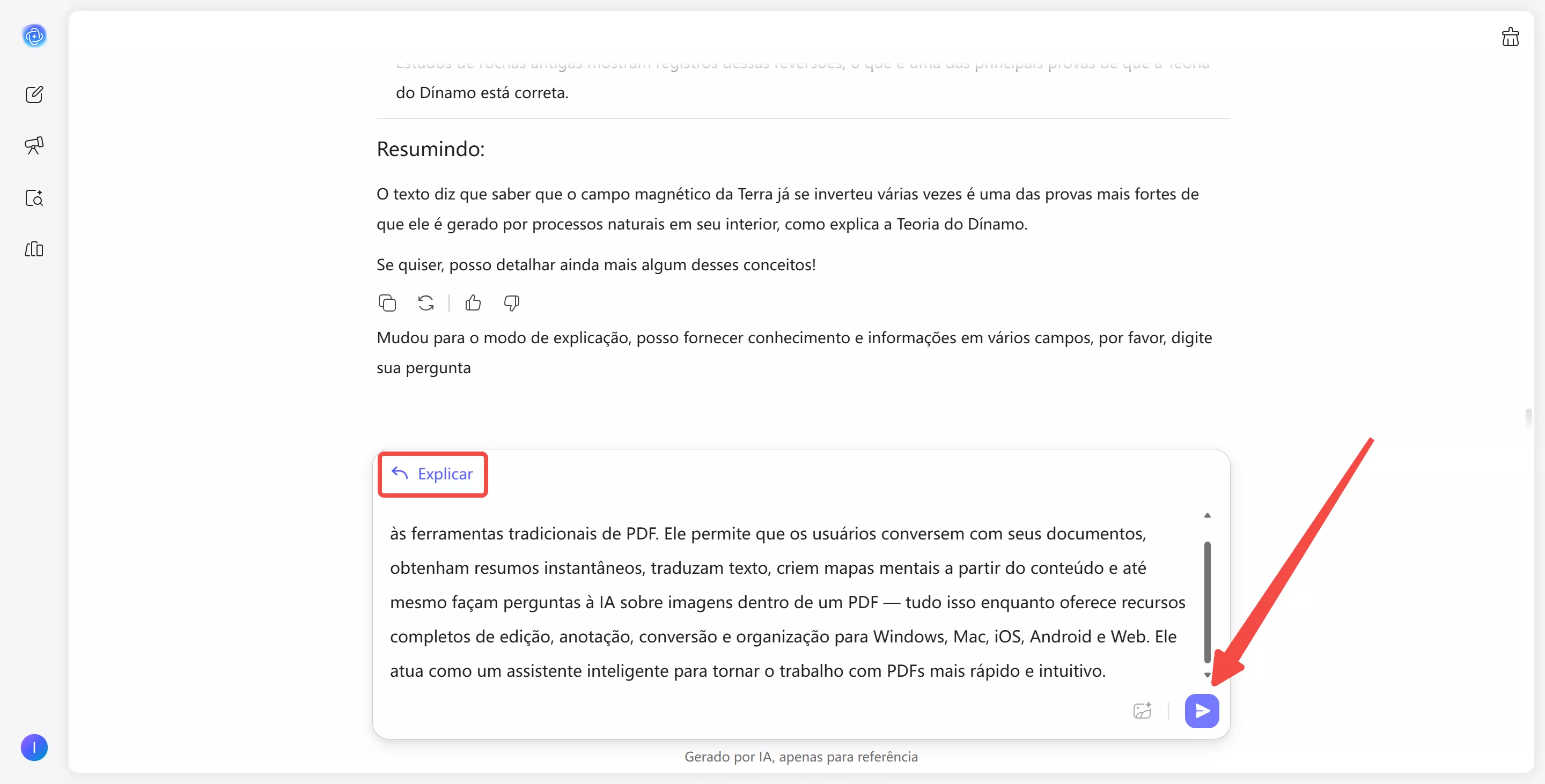 digite sua pergunta na caixa de texto e gerar a resposta