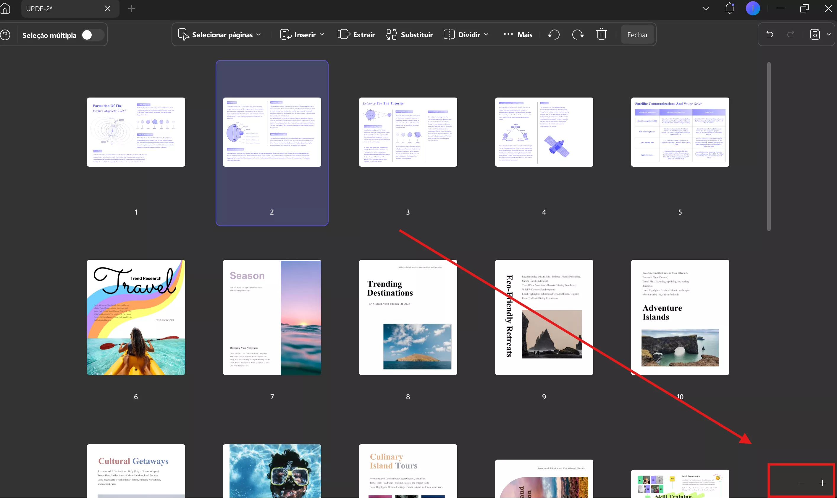 aumentar e diminuir o zoom updf windows