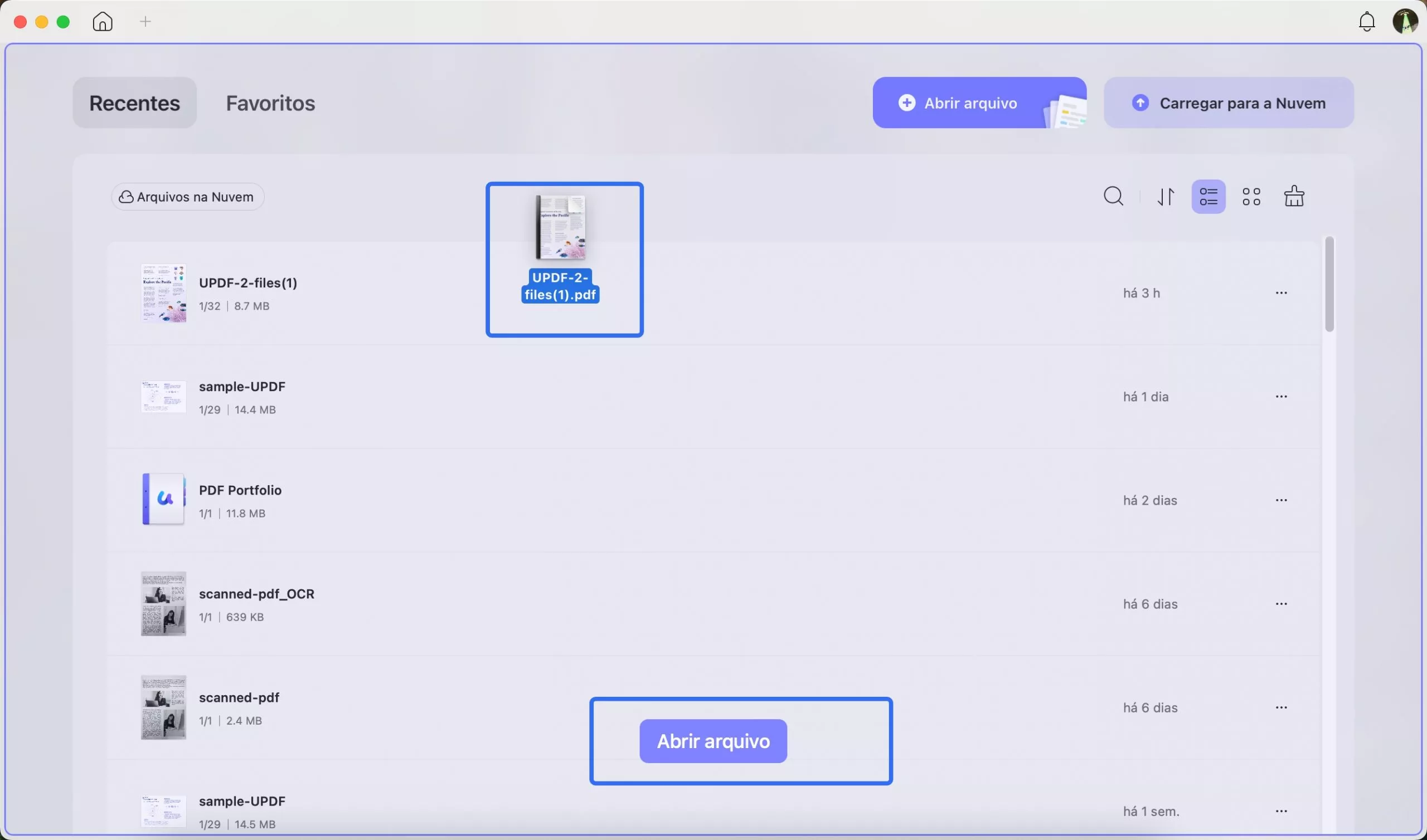 você pode arrastar e soltar o arquivo que deseja converter diretamente no updf