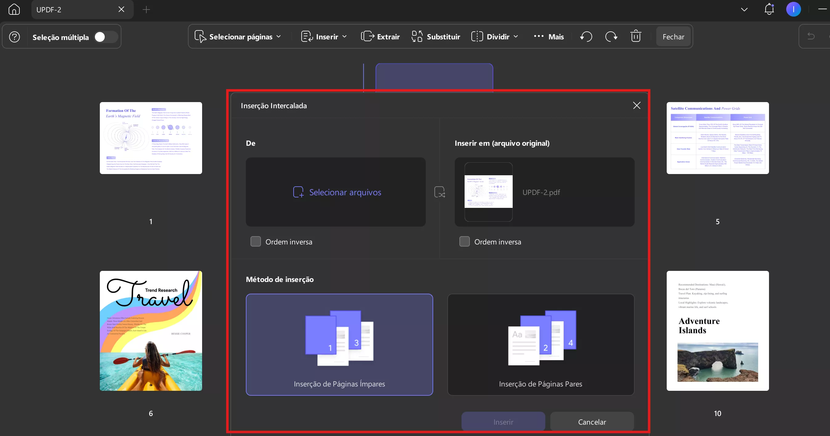 Inserção Intercalada de Páginas