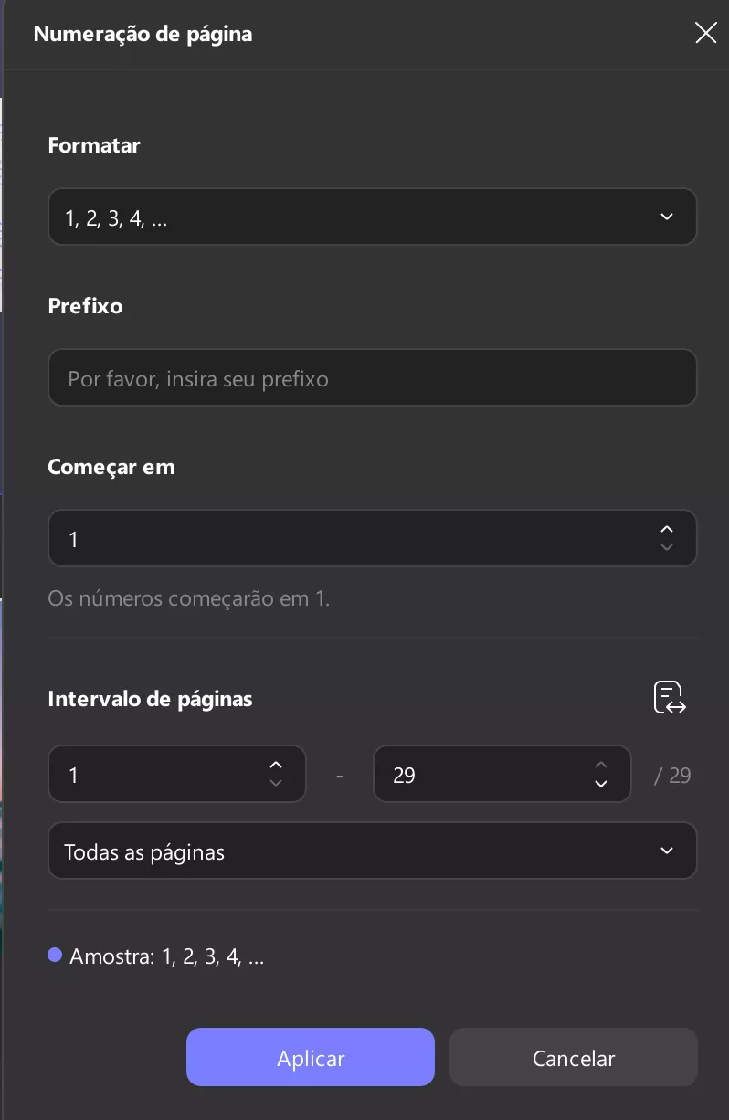 adicionar rótulos de página updf windows