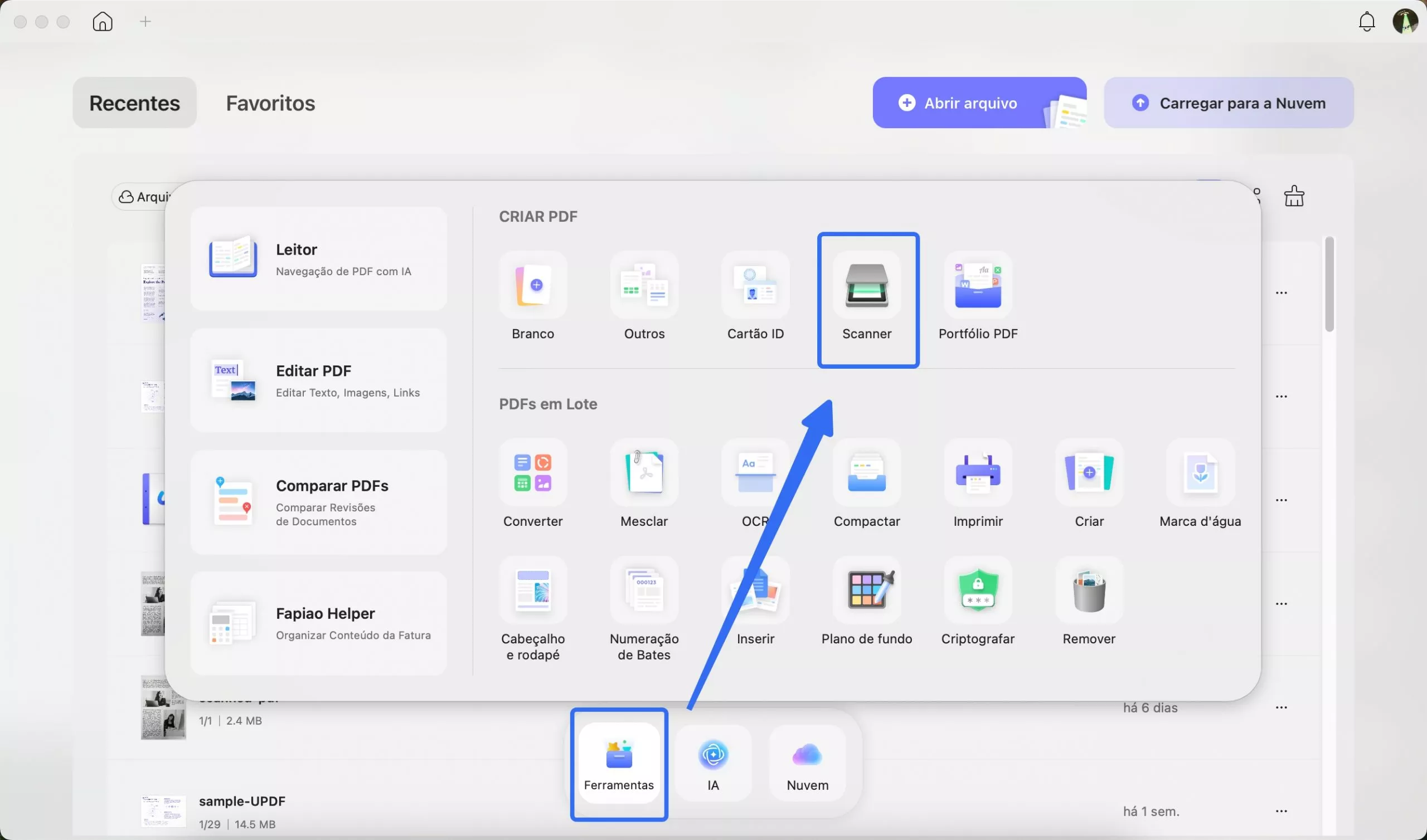 criar pdf a partir do scanner