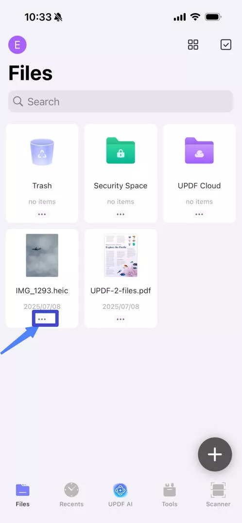 click on image updf ios