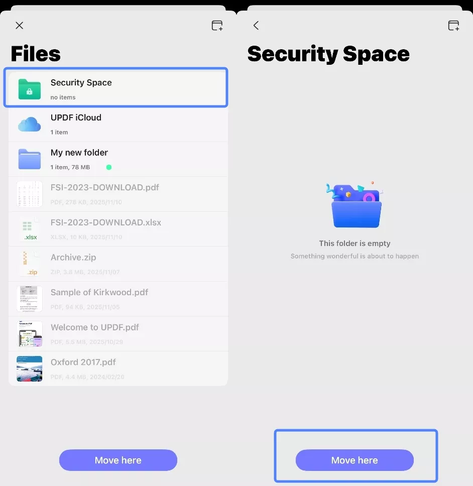 move the files to security space