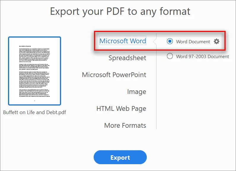 PDF in Word Konverter Adobe