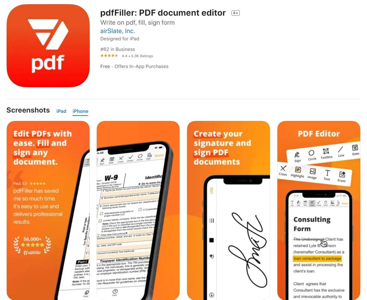 Lecteur de PDF, pdfFiller