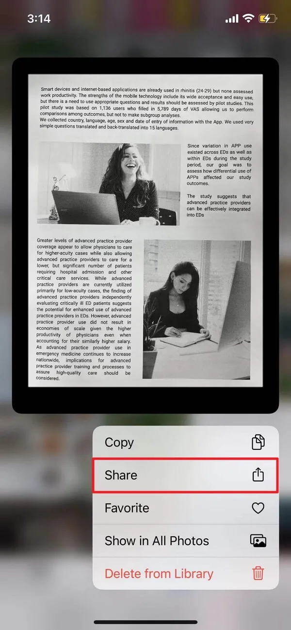 share icon turn pictures into pdf iphone