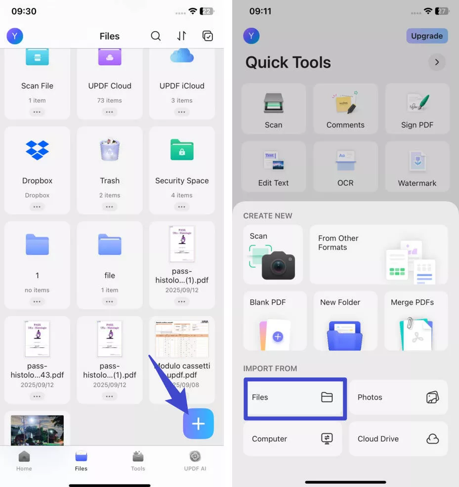 import pdf from files to updf for ios