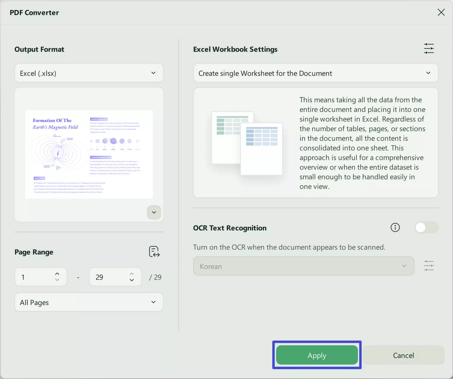 customize settings and click export in updf on windows