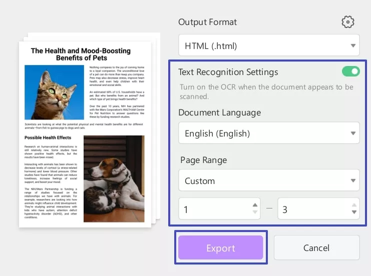 manage other settings and export