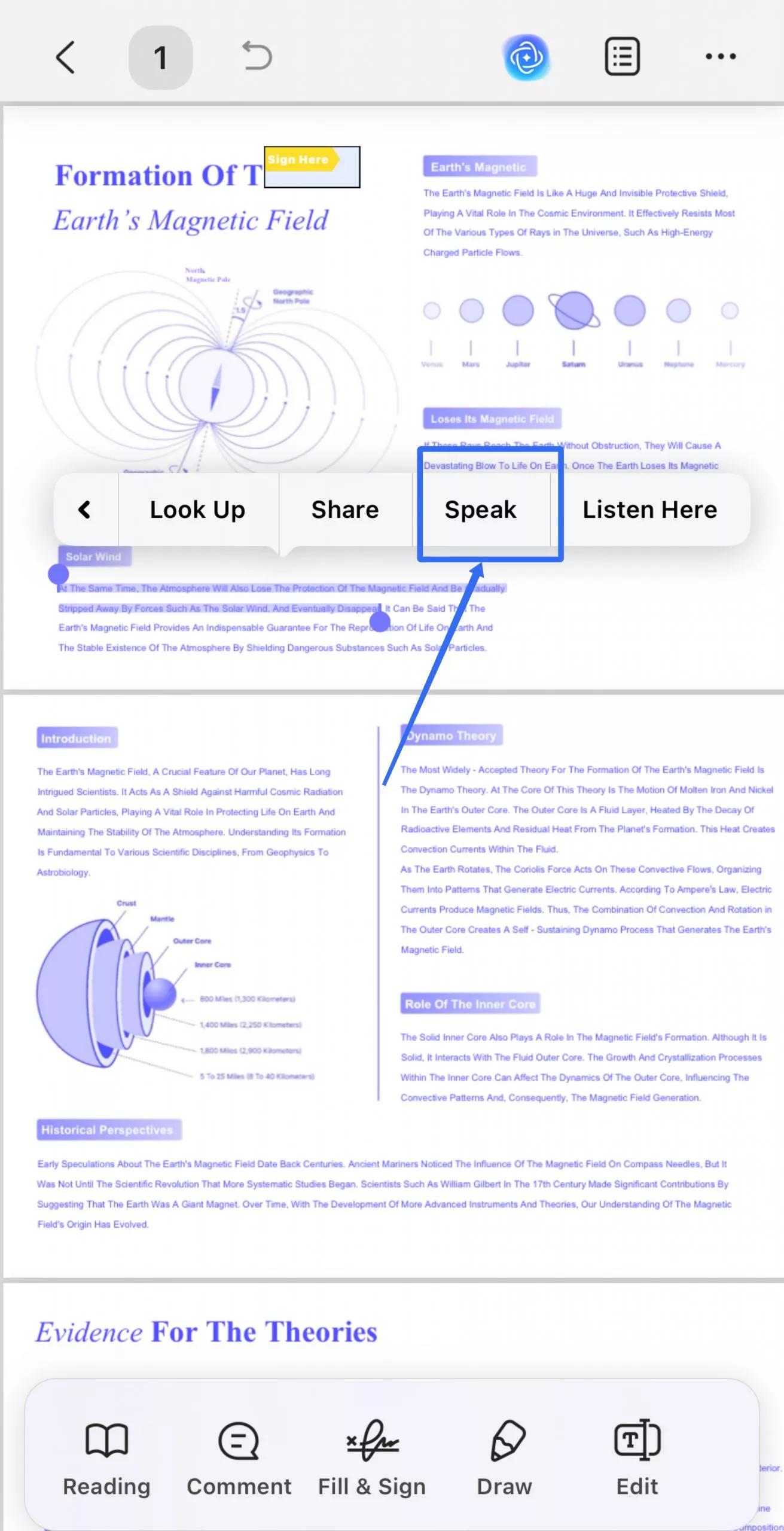 tap speak to start read