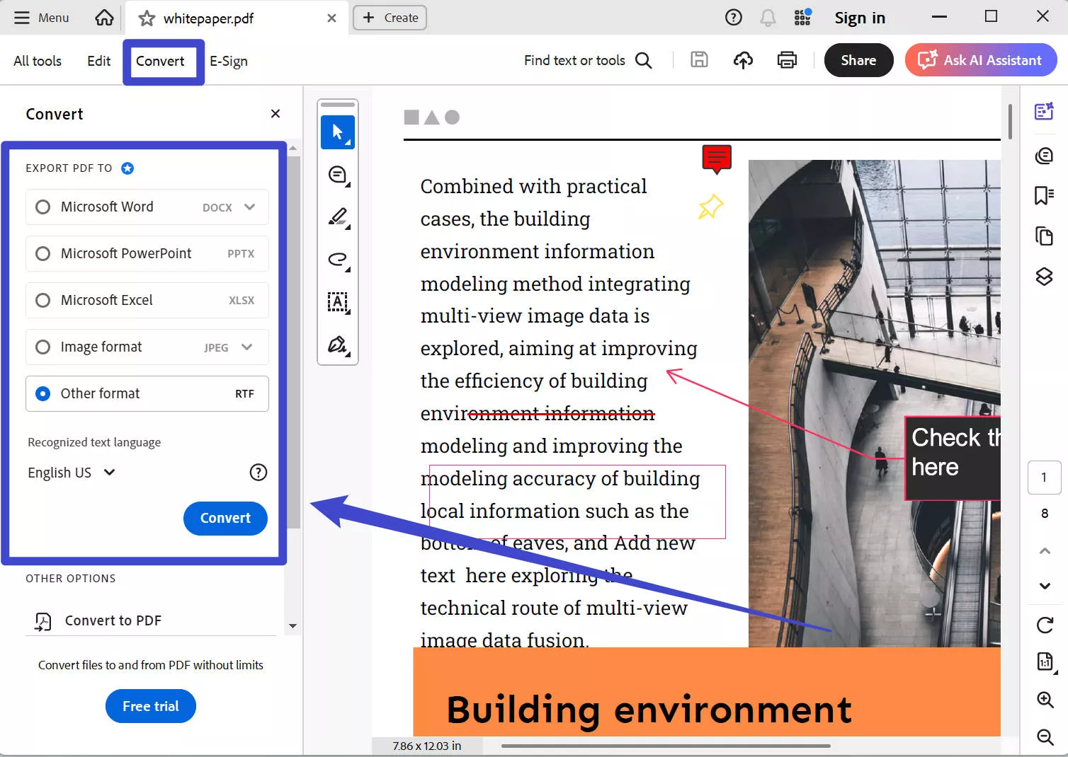 html missing in output option in convert pdf acrobat
