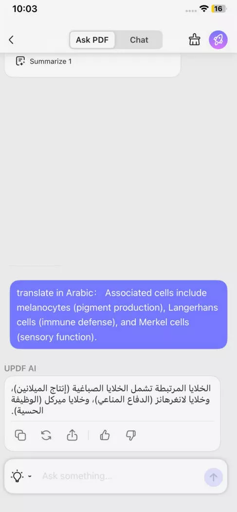 translating pdf text with updf ai for iOS