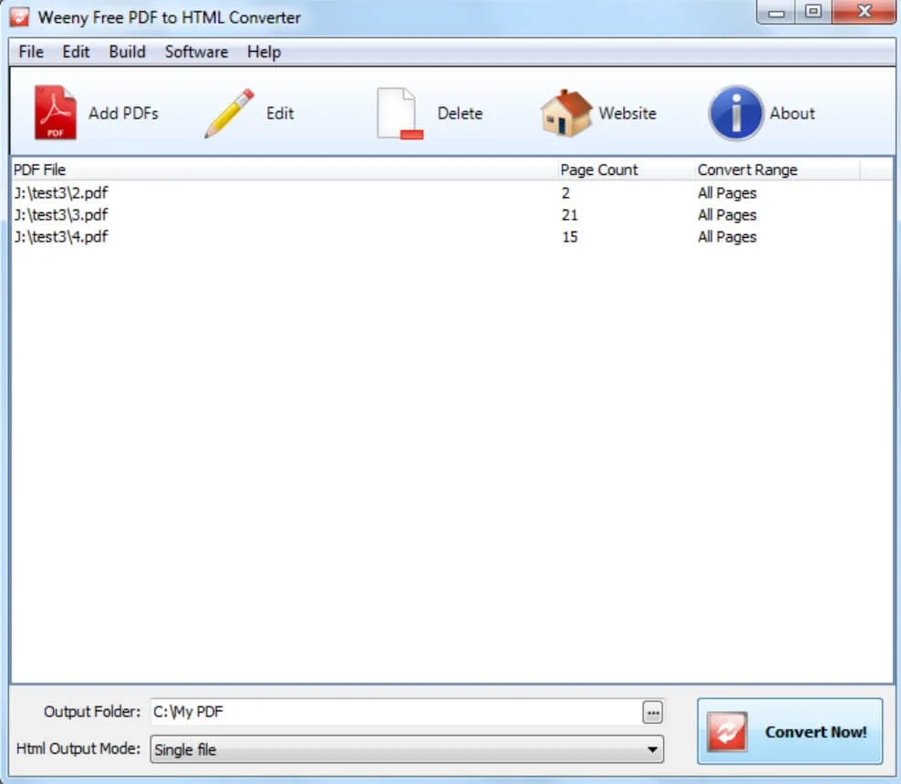 Weeny Free PDF to HTML コンバーター