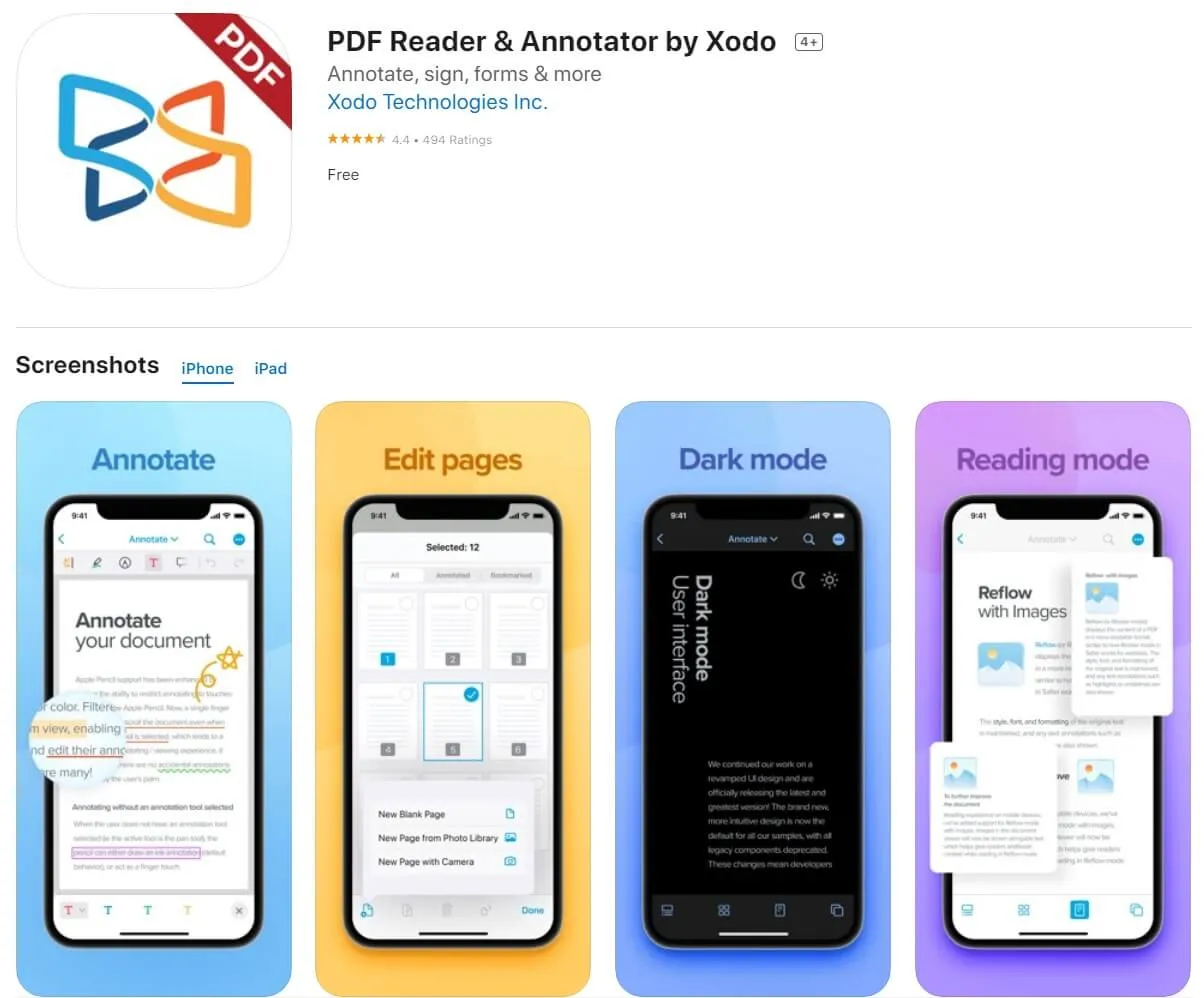 透かしのない無料オンラインPDFエディター xodo