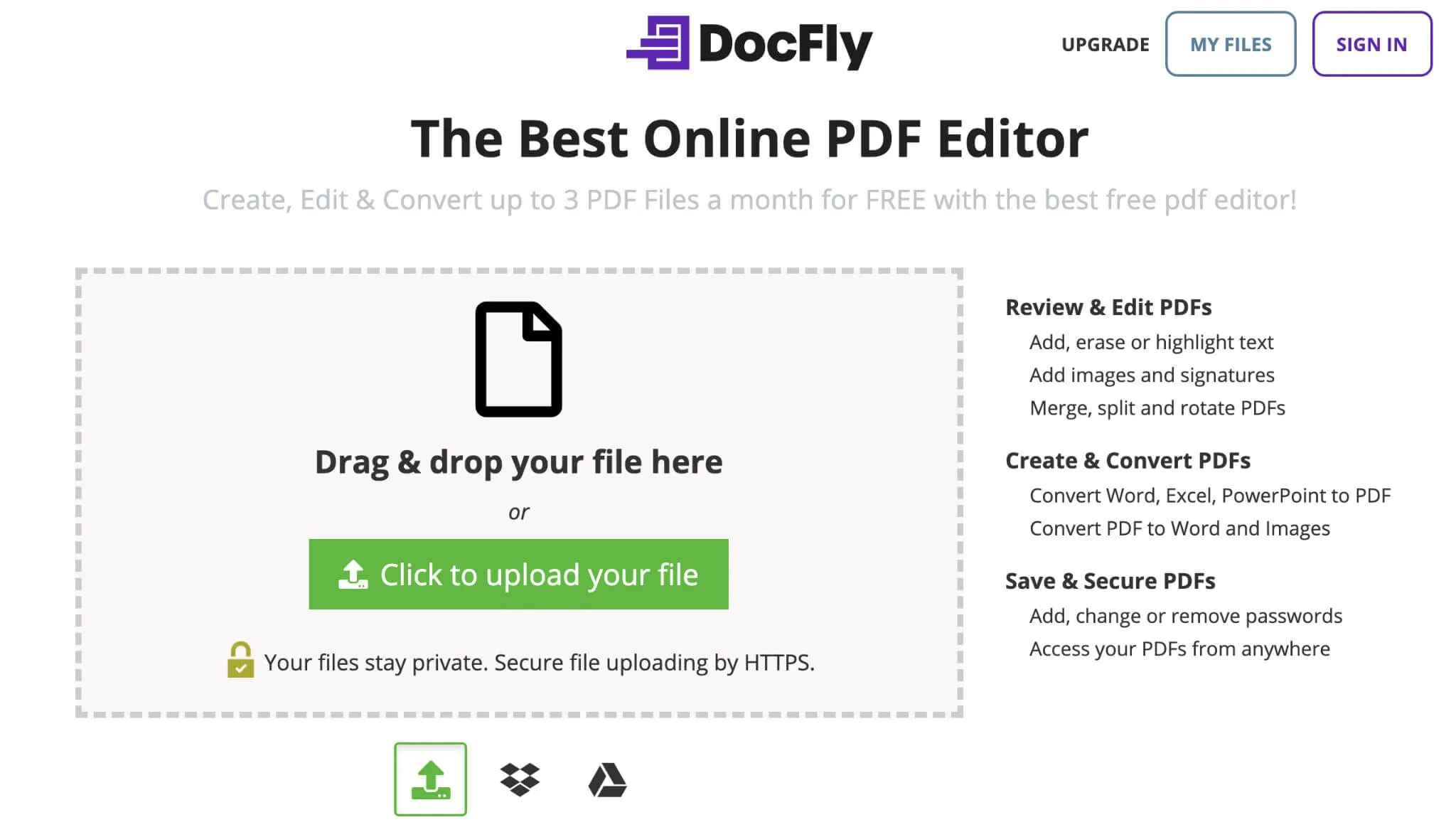 Aplicación en línea gratuita del editor de PDF Docfly