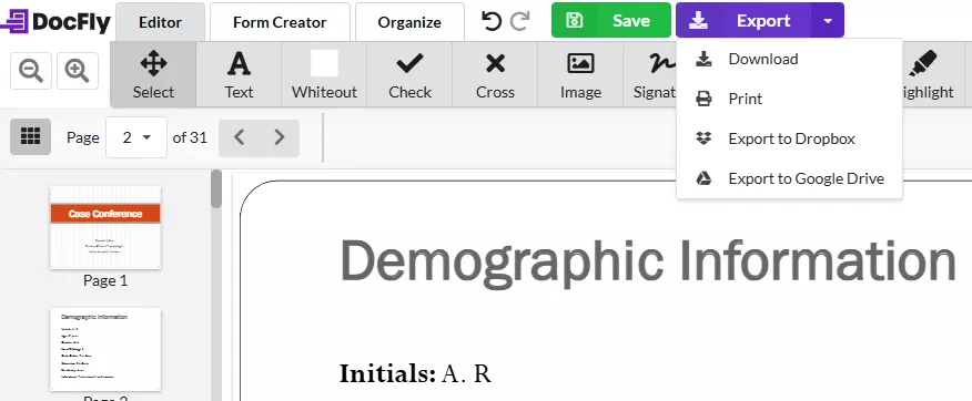 export your edited pdf docfly