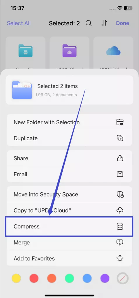 select compress option