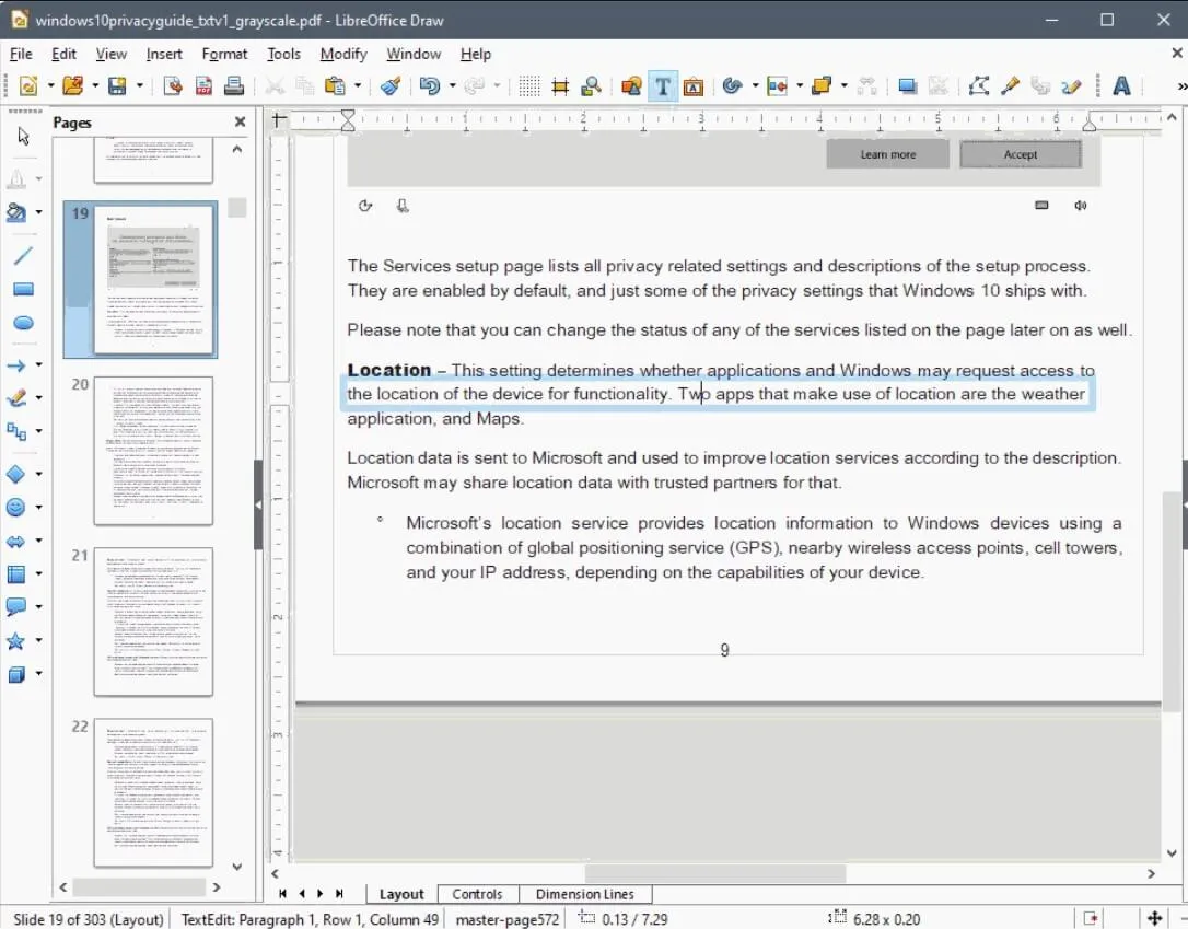 Lector de PDF de código abierto para Windows LibreOffice