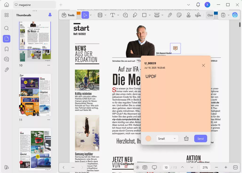 Add notes to PDF with UPDF