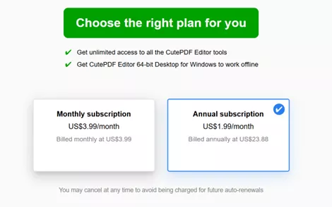 CutePDF Editor pricing
