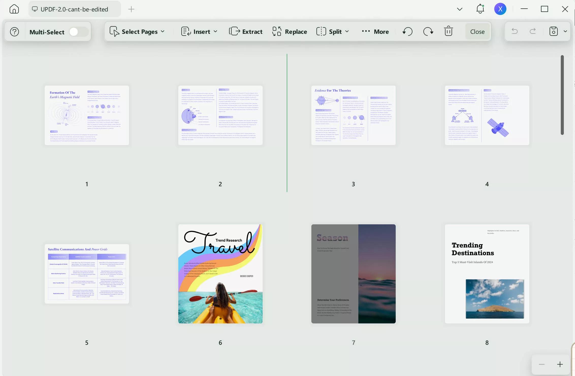 select the page and drag it