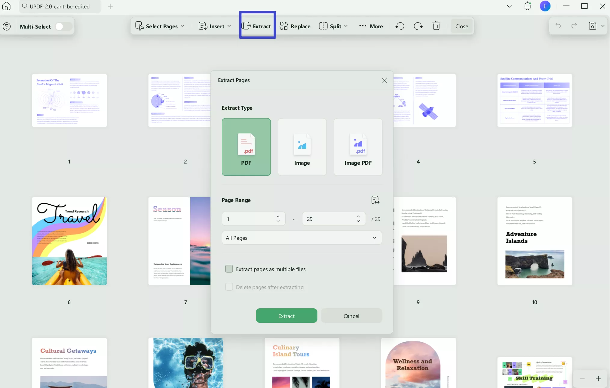 extract pages with updf windows